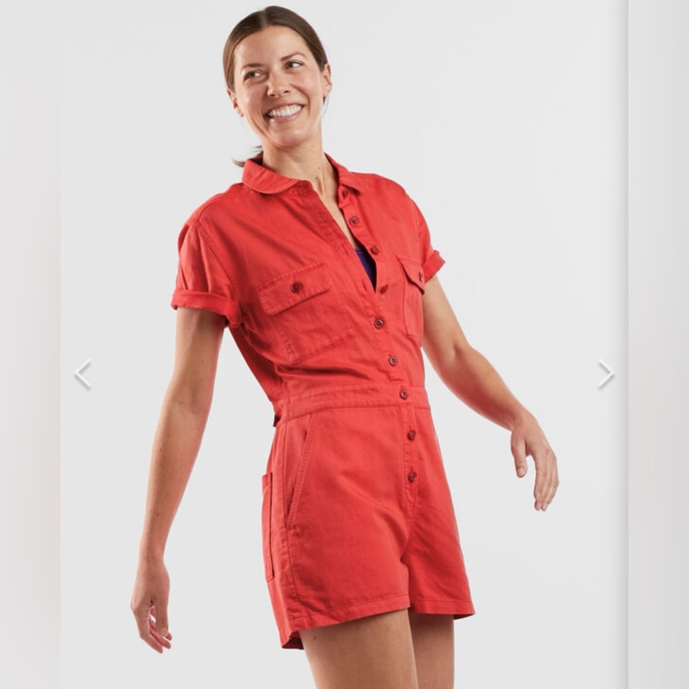 Outerknown Trestles Short Romper Washed Red